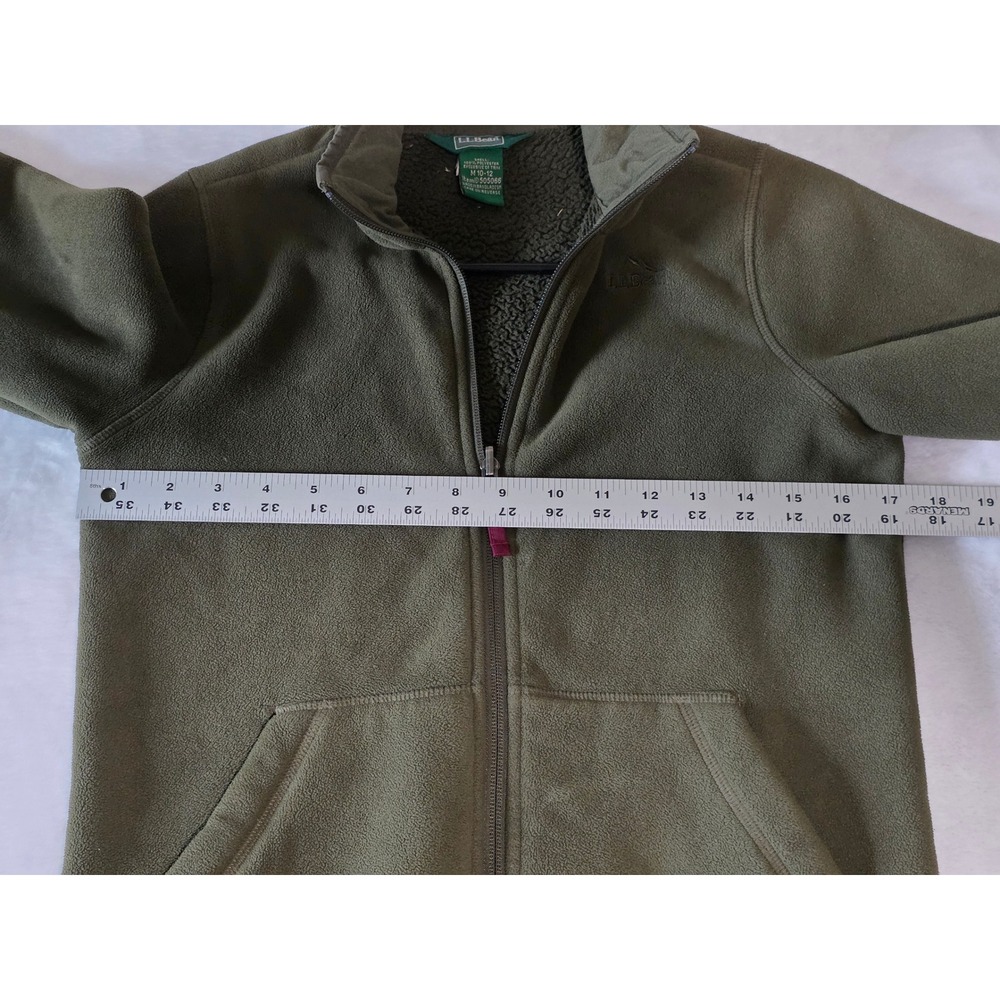 Vintage L.L. Bean Full Zip Fleece Jacket Olive Green M 10-12 505066 Reflective - Picture 6 of 7